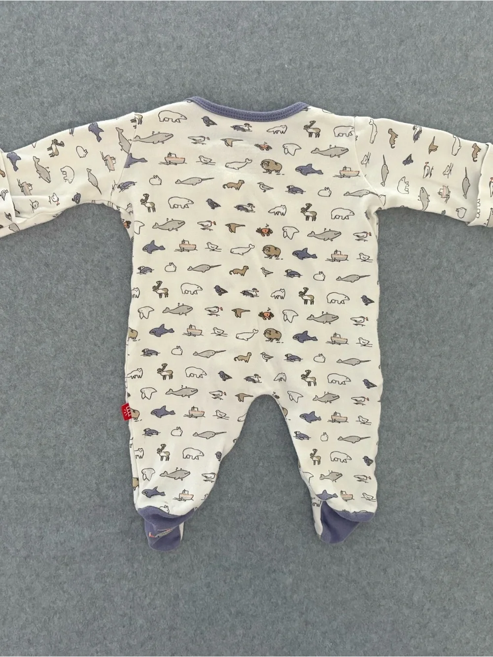 Magnetic Me Newborn Organic Cotton Animal Print Footie Sleeper Sz Newborn 6-8lbs